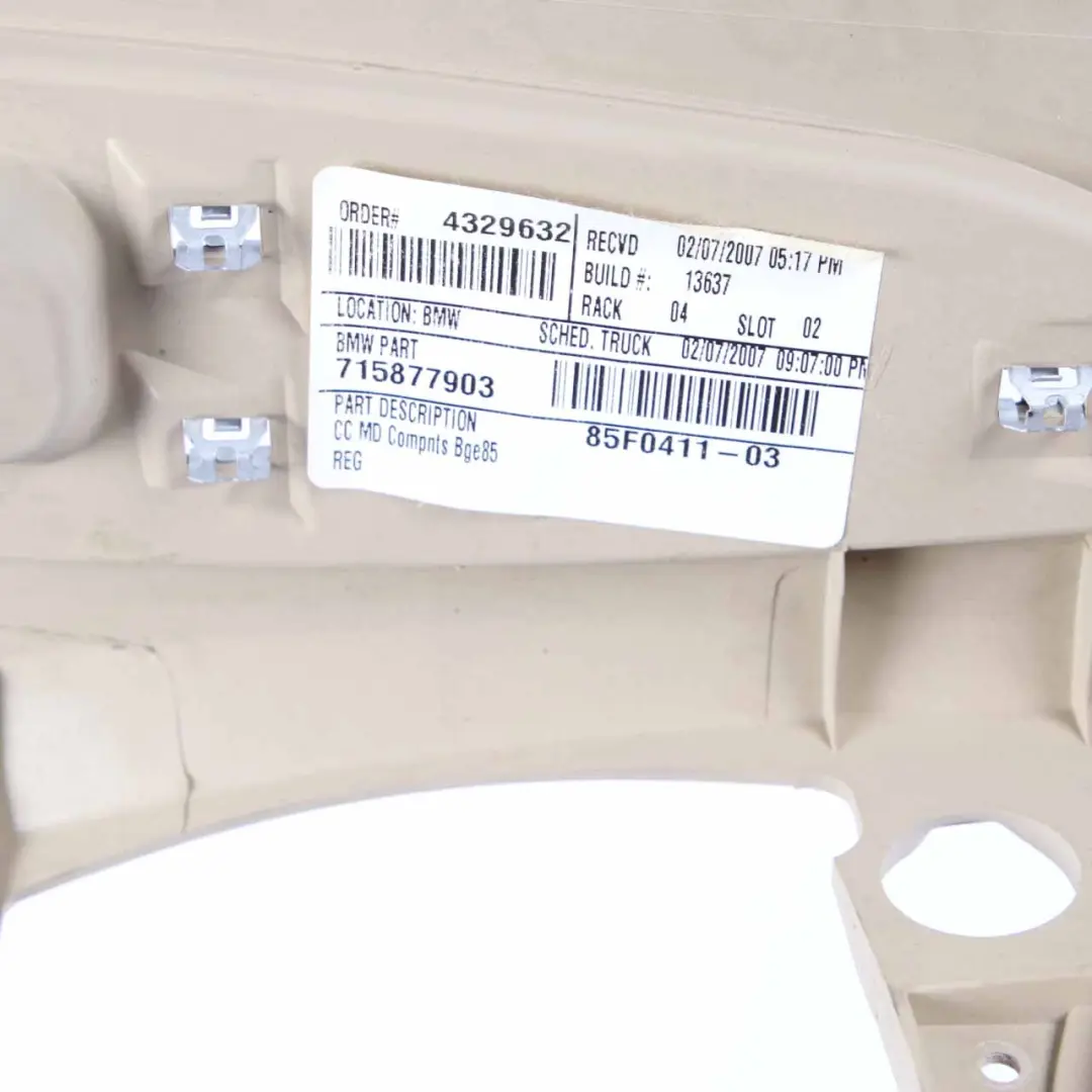 BMW Z4 Serie E85 Roadster Split Slide Beige Consola Central Apoyabrazos - SKU 7055746 - Número de pieza 7055746