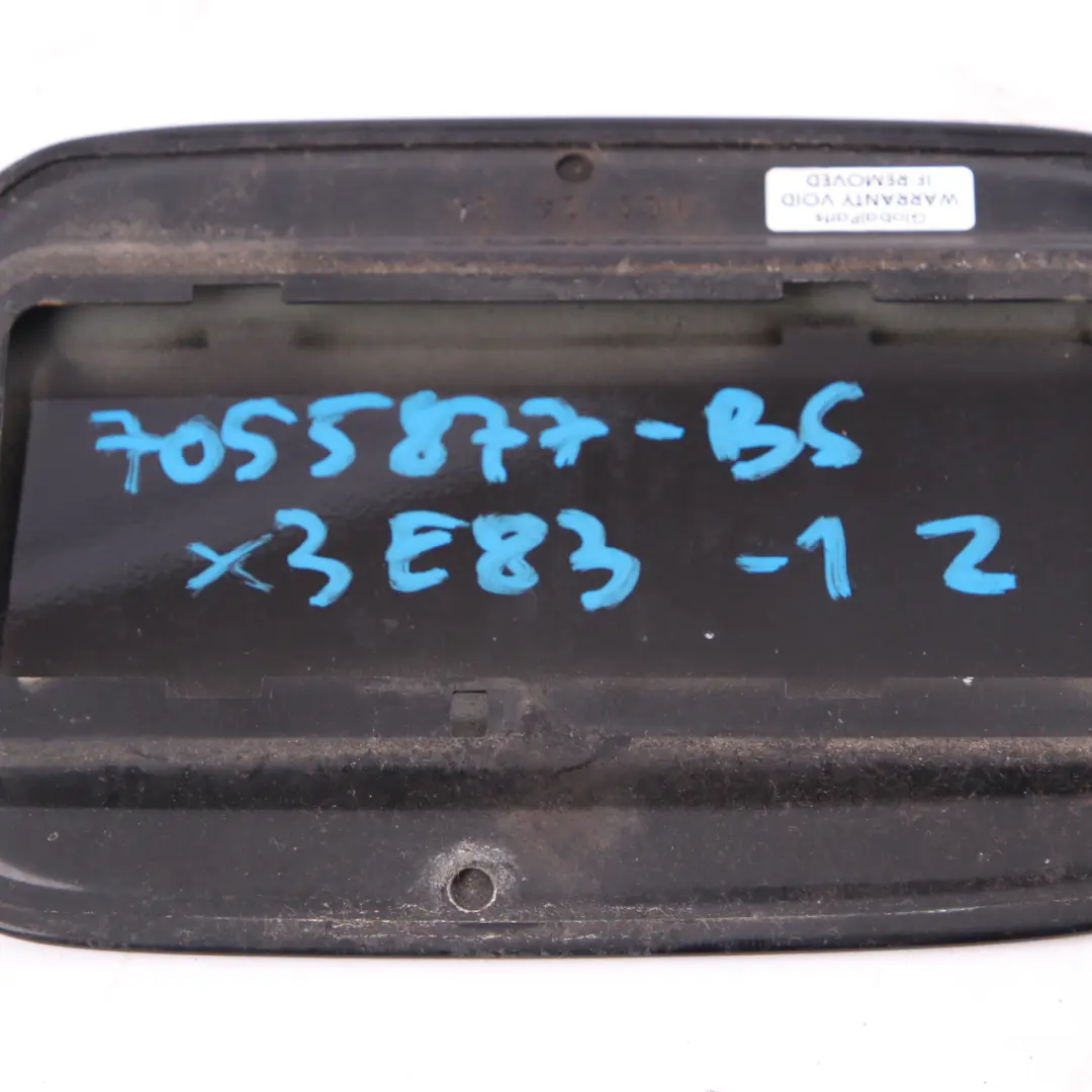 Flap BMW X3 E83 LCI 1 Filler Fill-in Flap Cover Black Sapphire Metallic 475 to Fuel with Part number 7055877 Fuel Flap BMW X3 E83 LCI 1 Filler Fill-in Flap Cover Black Sapphire Metallic 475 - SKU 7055877-BS1 - Part number 7055877