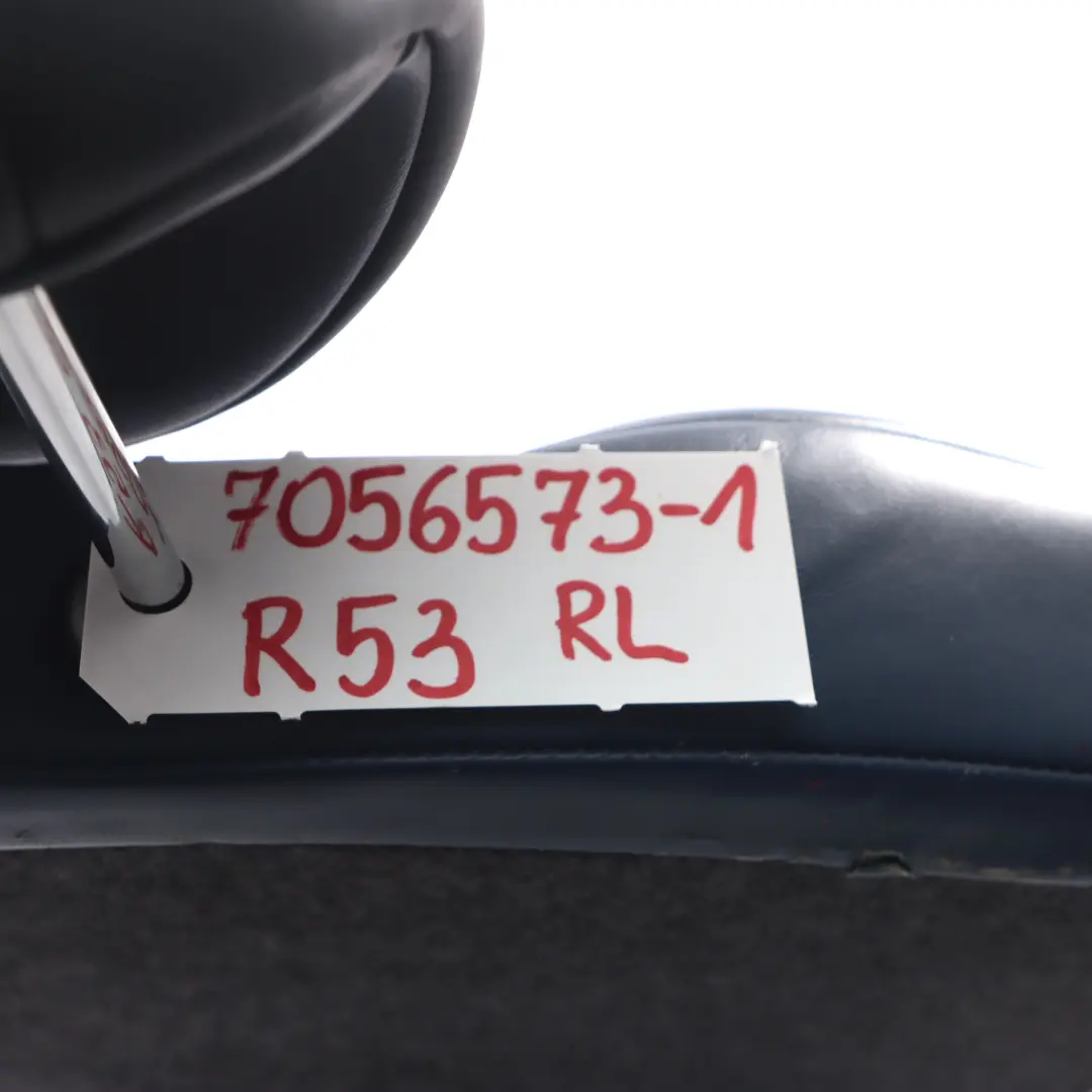 Left N/S Backrest Leather Gravity Lapis Blue to Mini R53 Cooper S Rear Seat with Part number 7056573 Mini R53 Cooper S Rear Seat Left N/S Backrest Leather Gravity Lapis Blue - SKU 7056573-1 - Part number 7056573