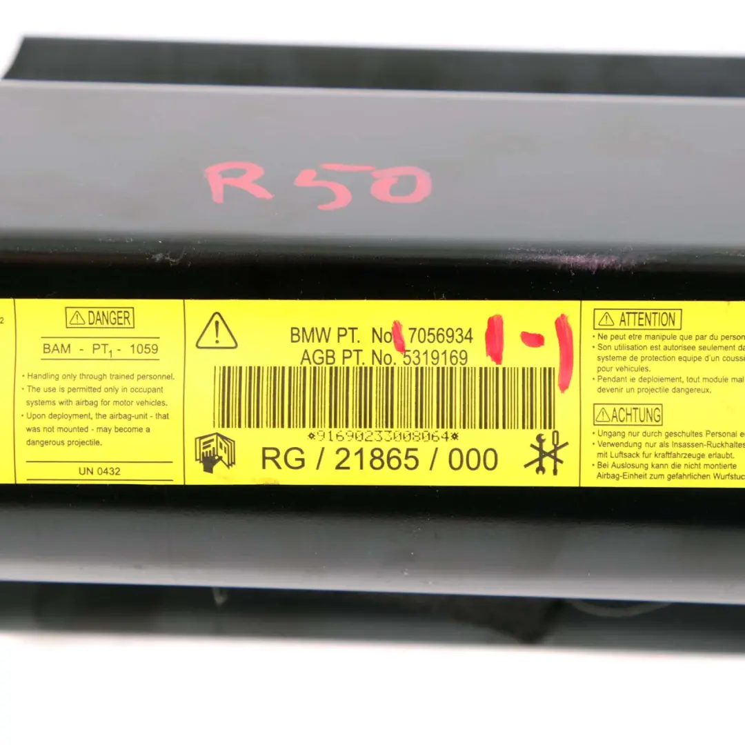 Bag per cruscotto lato passeggero anteriore per Mini R50 R53 Air con numero di parte 7056934 Mini R50 R53 Air Bag per cruscotto lato passeggero anteriore - SKU 7056934-1 - Numero di parte 7056934