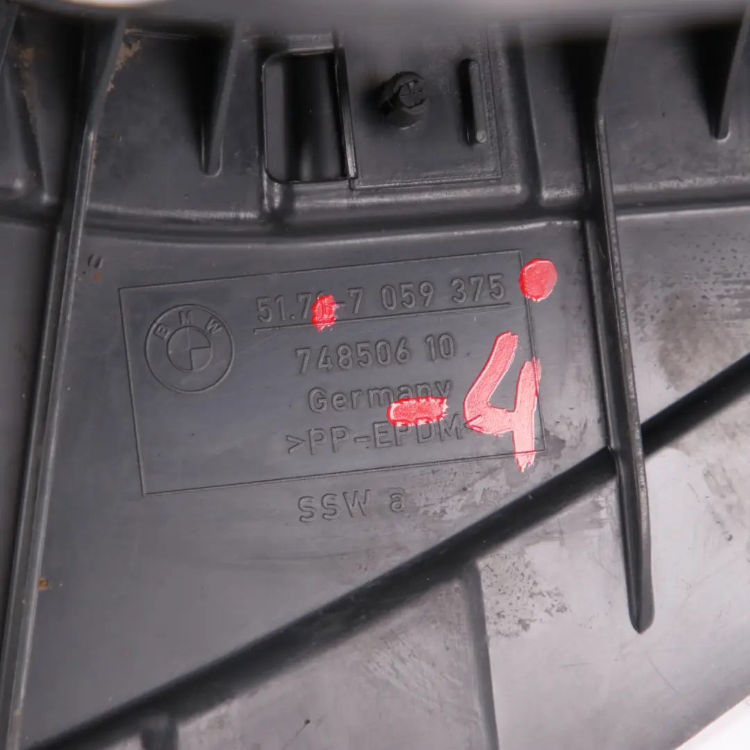 Arch BMW E87 E81 Front Liner Housing Trim Bottom Left N/S to Cover Wheel with Part number 7059375 Cover Wheel Arch BMW E87 E81 Front Liner Housing Trim Bottom Left N/S - SKU 7059375-4 - Part number 7059375