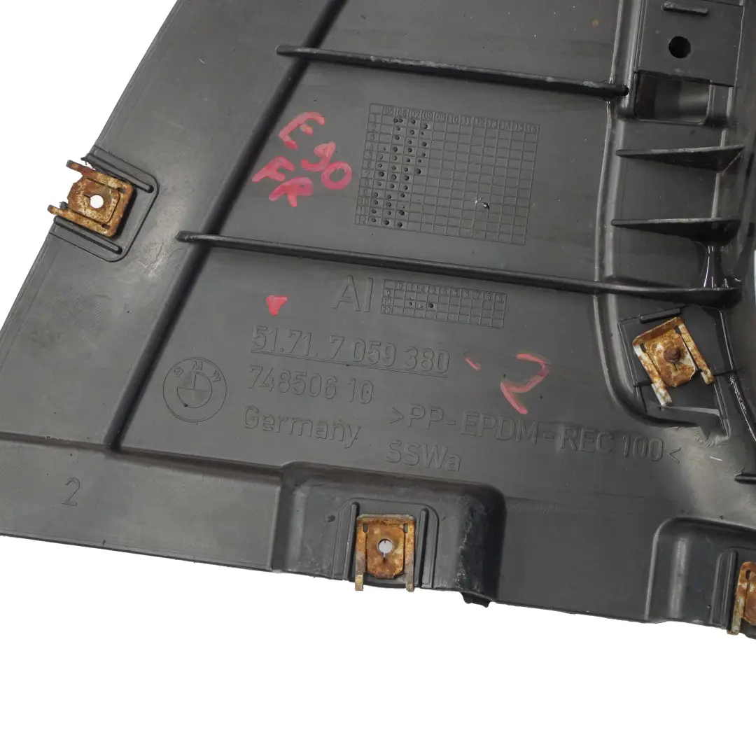 Bottom Front Right O/S Wheel Arch Housing Cover to BMW E90 E91 with Part number 7059380 BMW E90 E91 Bottom Front Right O/S Wheel Arch Housing Cover - SKU 7059380-2 - Part number 7059380