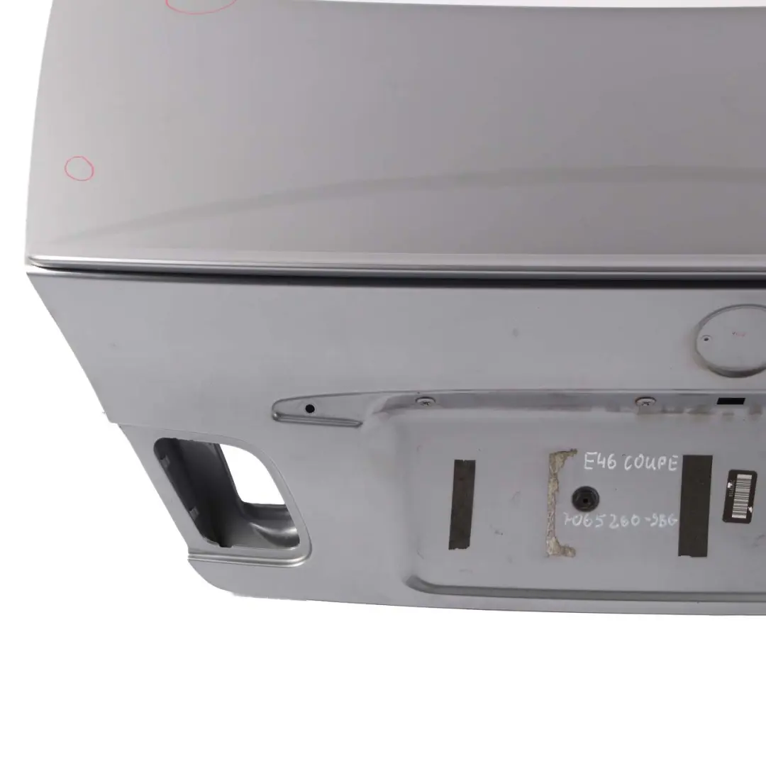 Boot Trunk Lid Tailgate Silbergrau Silver Grey Metallic - A08 to BMW E46 Coupe with Part number 7065260 BMW E46 Coupe Boot Trunk Lid Tailgate Silbergrau Silver Grey Metallic - A08 - SKU 7065260-SBG - Part number 7065260