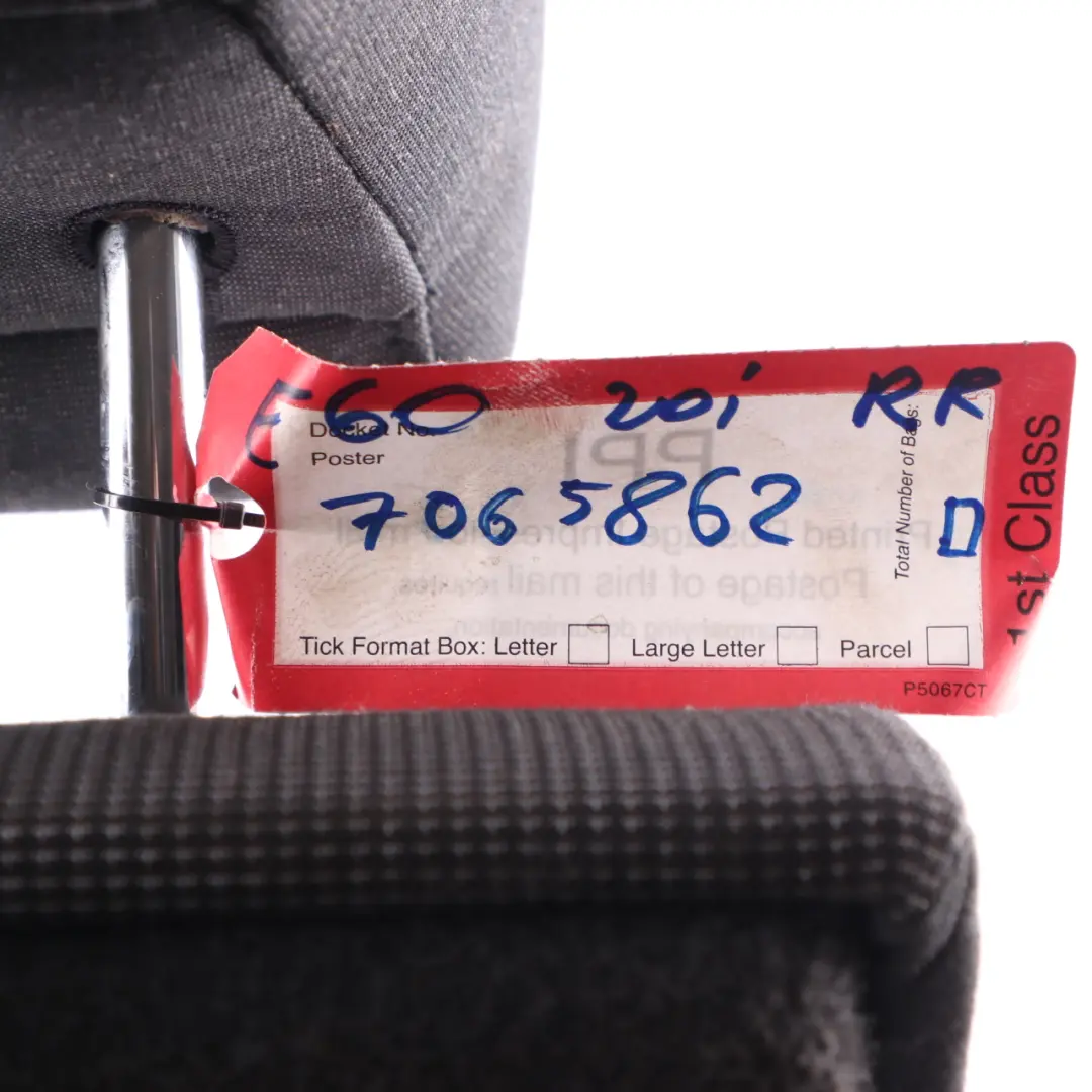BMW E60 Rear Seat Backrest Right O/S Back Cover Ski Bag Cloth Fabric Anthracite - SKU 7065862 - Part number 7065862