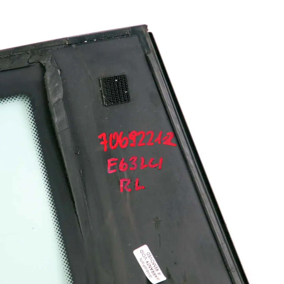 Left Door N/S Side Window Glass Green AS2 Trim to BMW 6 Series E63 2 Rear with Part number 7069221 BMW 6 Series E63 2 Rear Left Door N/S Side Window Glass Green AS2 Trim - SKU 7069221-2 - Part number 7069221