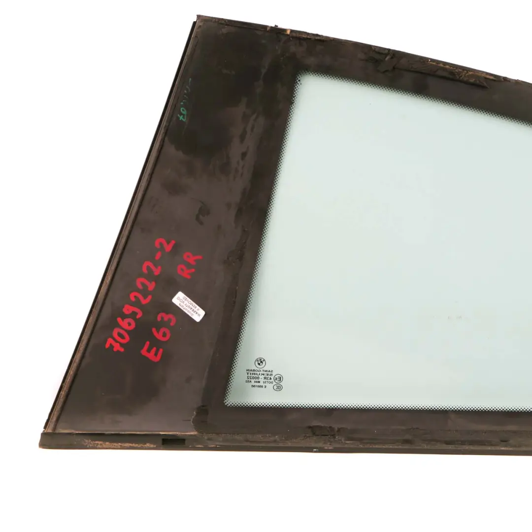Door Side Window Glass Green Right O/S AS2 to BMW E63 Rear with Part number 7069222 BMW E63 Rear Door Side Window Glass Green Right O/S AS2 - SKU 7069222-2 - Part number 7069222