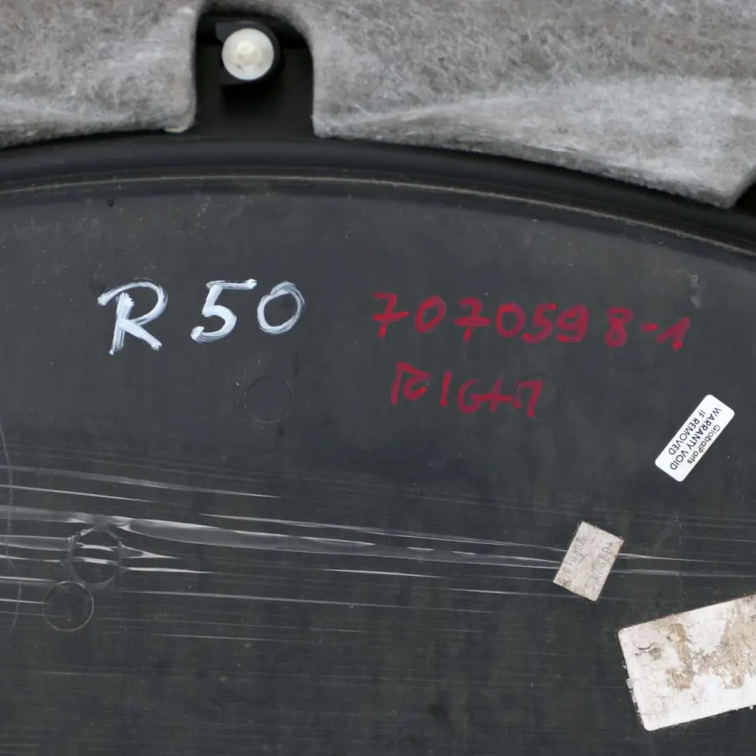 Front Right O/S Door Card Trim Side Panel Panther Black to Mini Cooper R50 R53 with Part number 7070598 Mini Cooper R50 R53 Front Right O/S Door Card Trim Side Panel Panther Black - SKU 7070598 - Part number 7070598