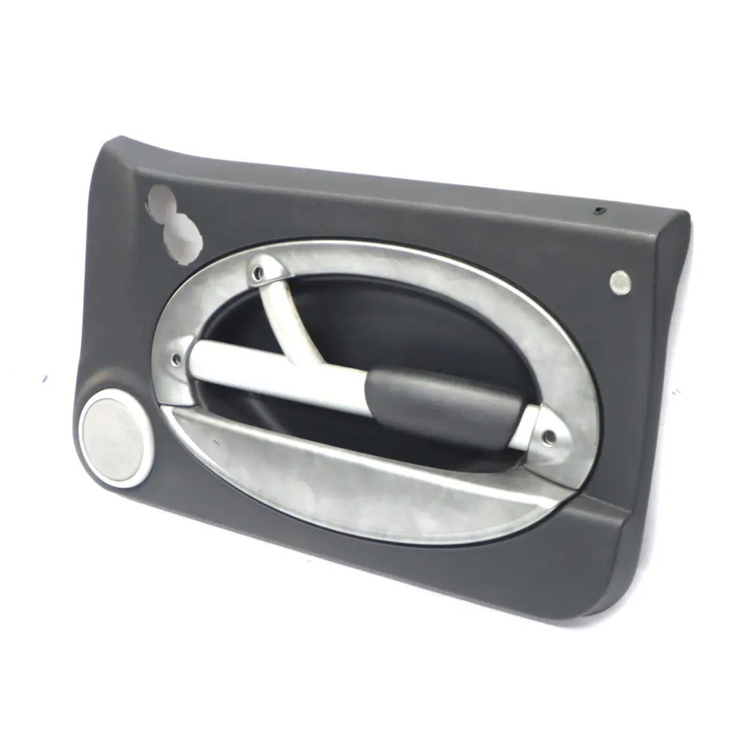 Front Right O/S Door Card Trim Panther Black Alloy Patina to Mini R50 R53 with Part number 7070628 Mini R50 R53 Front Right O/S Door Card Trim Panther Black Alloy Patina - SKU 7070628 - Part number 7070628