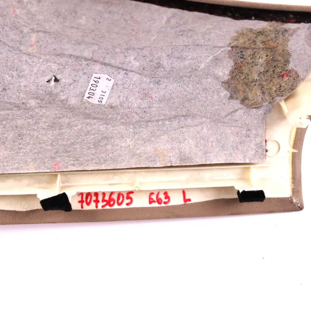 Trim Left N/S Column A Cover ITS Cloth Cream Beige to BMW 6 Series E63 LCI with Part number 7073605 BMW 6 Series E63 LCI Trim Left N/S Column A Cover ITS Cloth Cream Beige - SKU 7073605 - Part number 7073605