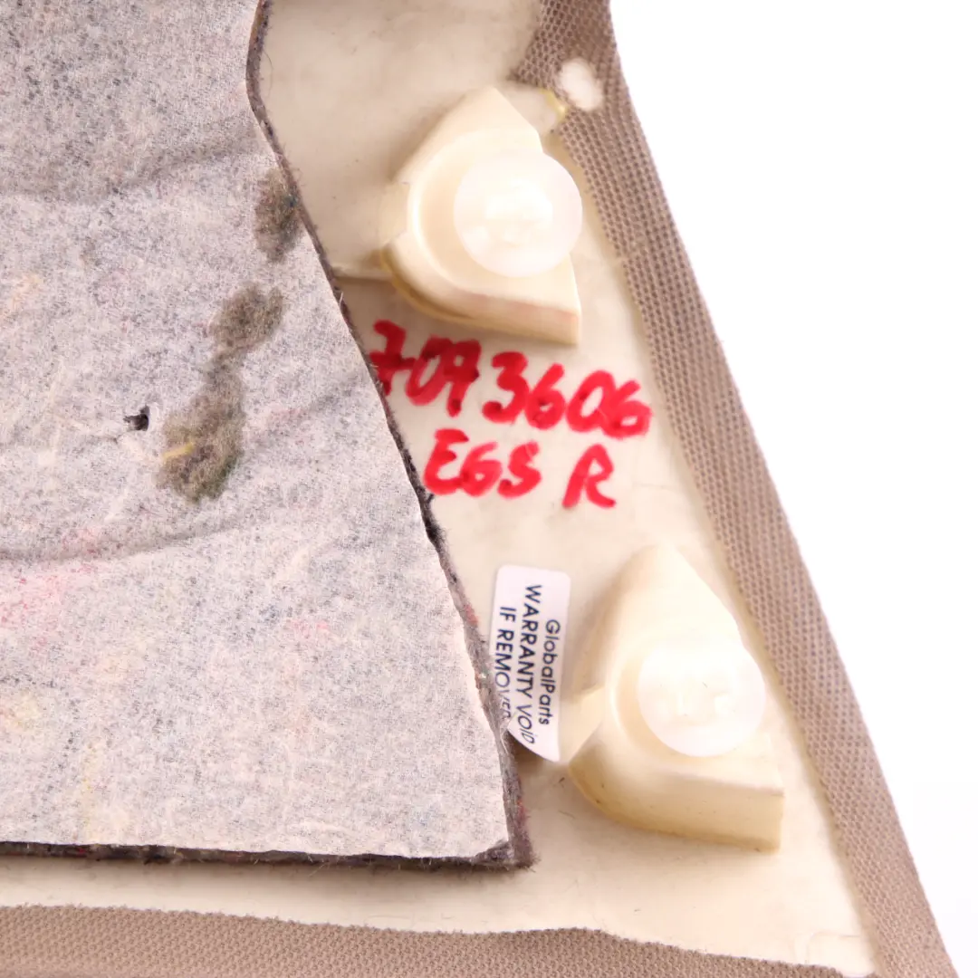 Trim Right O/S Column A Cover ITS Cloth Cream Beige to BMW 6 E63 LCI with Part number 7073606 BMW 6 E63 LCI Trim Right O/S Column A Cover ITS Cloth Cream Beige - SKU 7073606 - Part number 7073606