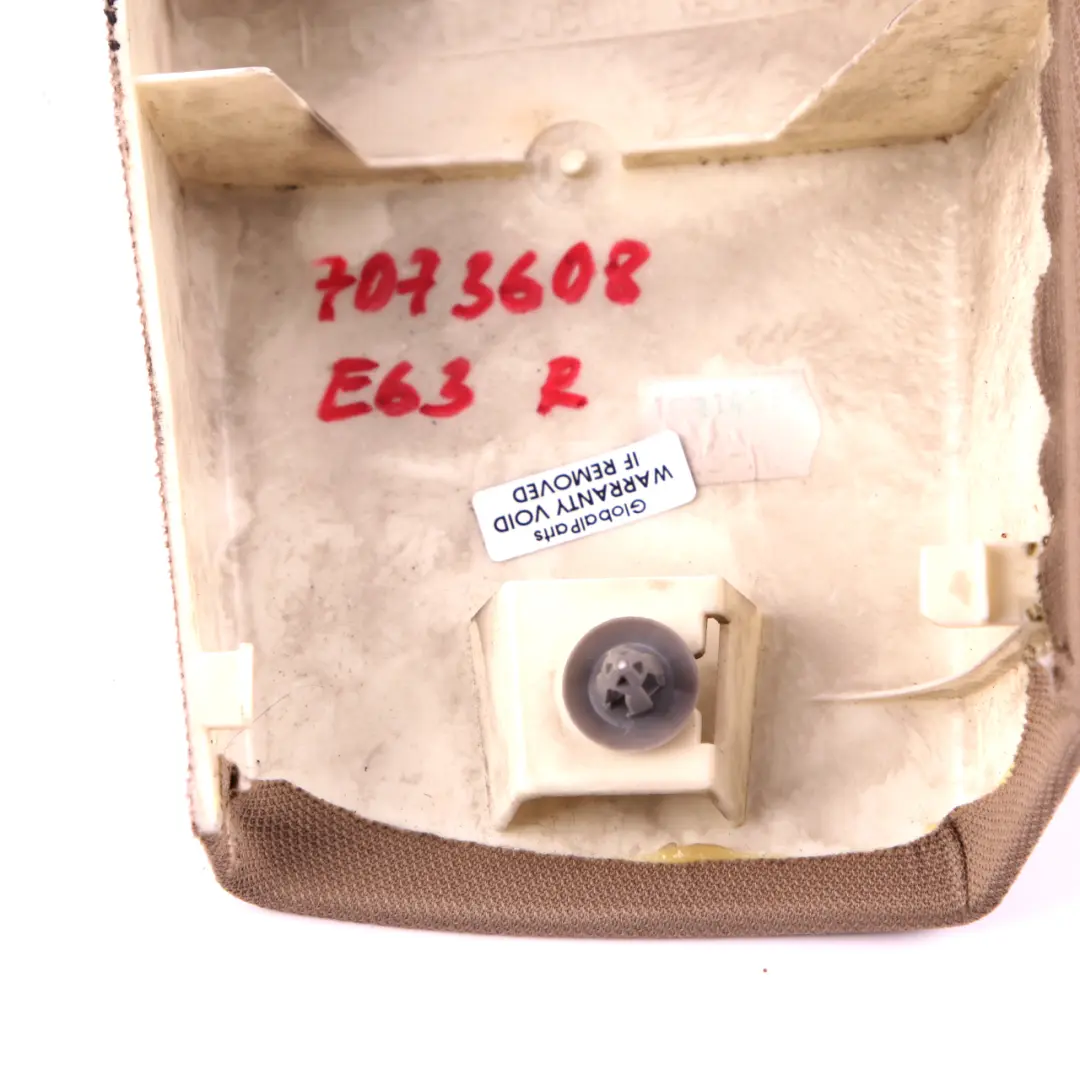 Trim Right O/S Column B Cover Cloth Cream Beige to BMW 6 Series E63 LCI with Part number 7073608 BMW 6 Series E63 LCI Trim Right O/S Column B Cover Cloth Cream Beige - SKU 7073608 - Part number 7073608