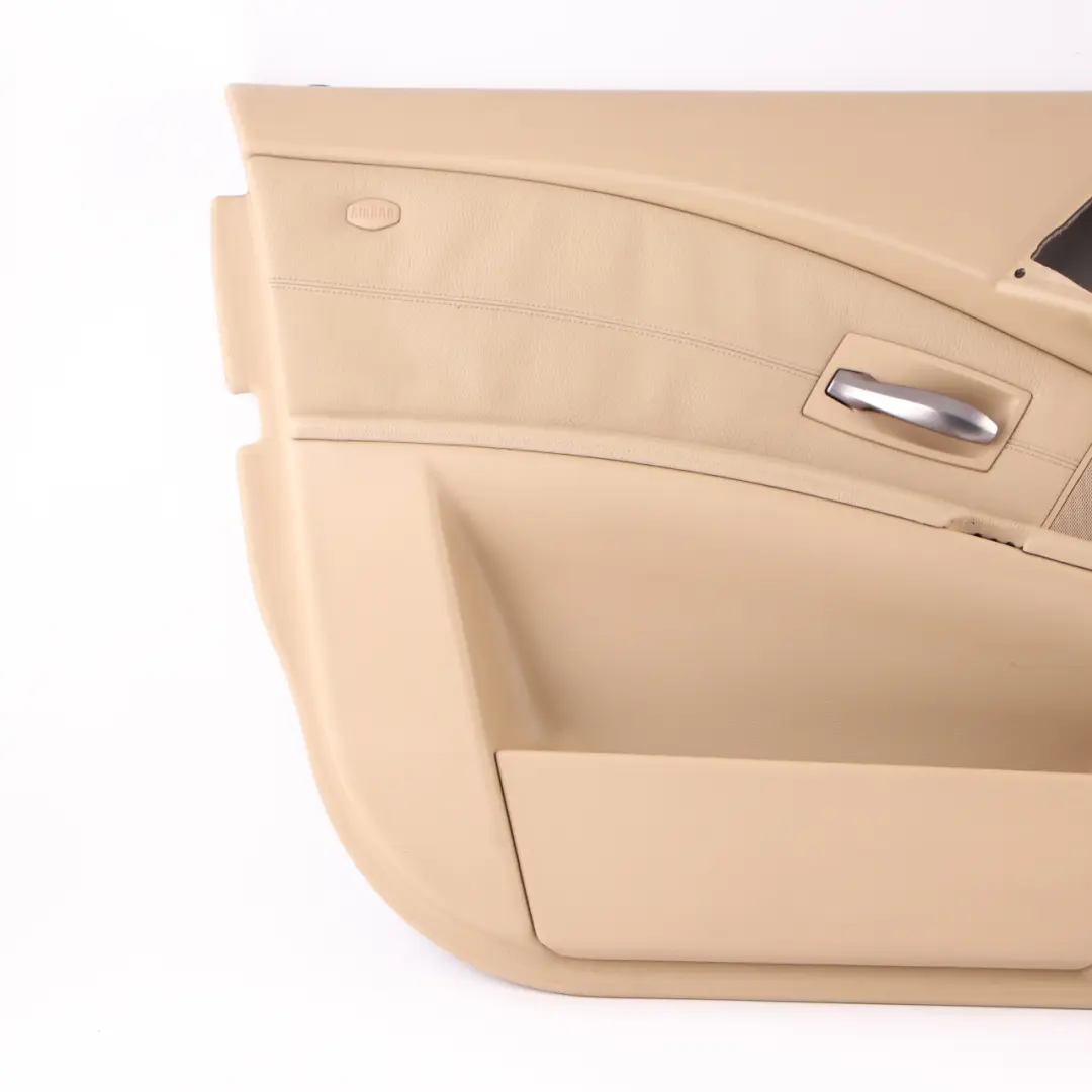 Front Left N/S Door Card Trim Panel Beige Leather to BMW 5 E60 E61 with Part number 7076167 BMW 5 E60 E61 Front Left N/S Door Card Trim Panel Beige Leather - SKU 7076167 - Part number 7076167