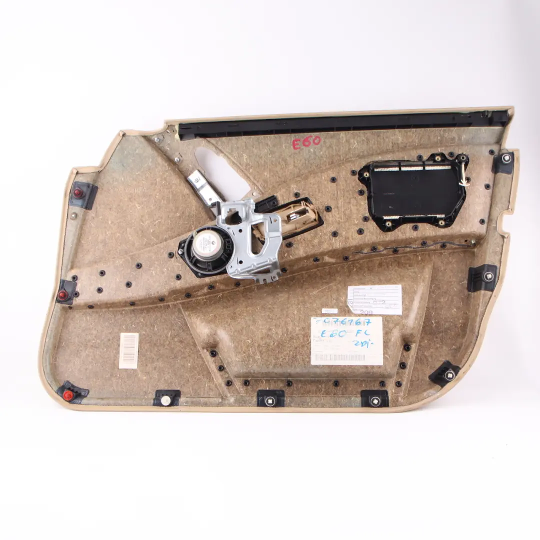 Front Left N/S Door Card Trim Panel Beige Leather to BMW 5 E60 E61 with Part number 7076167 BMW 5 E60 E61 Front Left N/S Door Card Trim Panel Beige Leather - SKU 7076167 - Part number 7076167