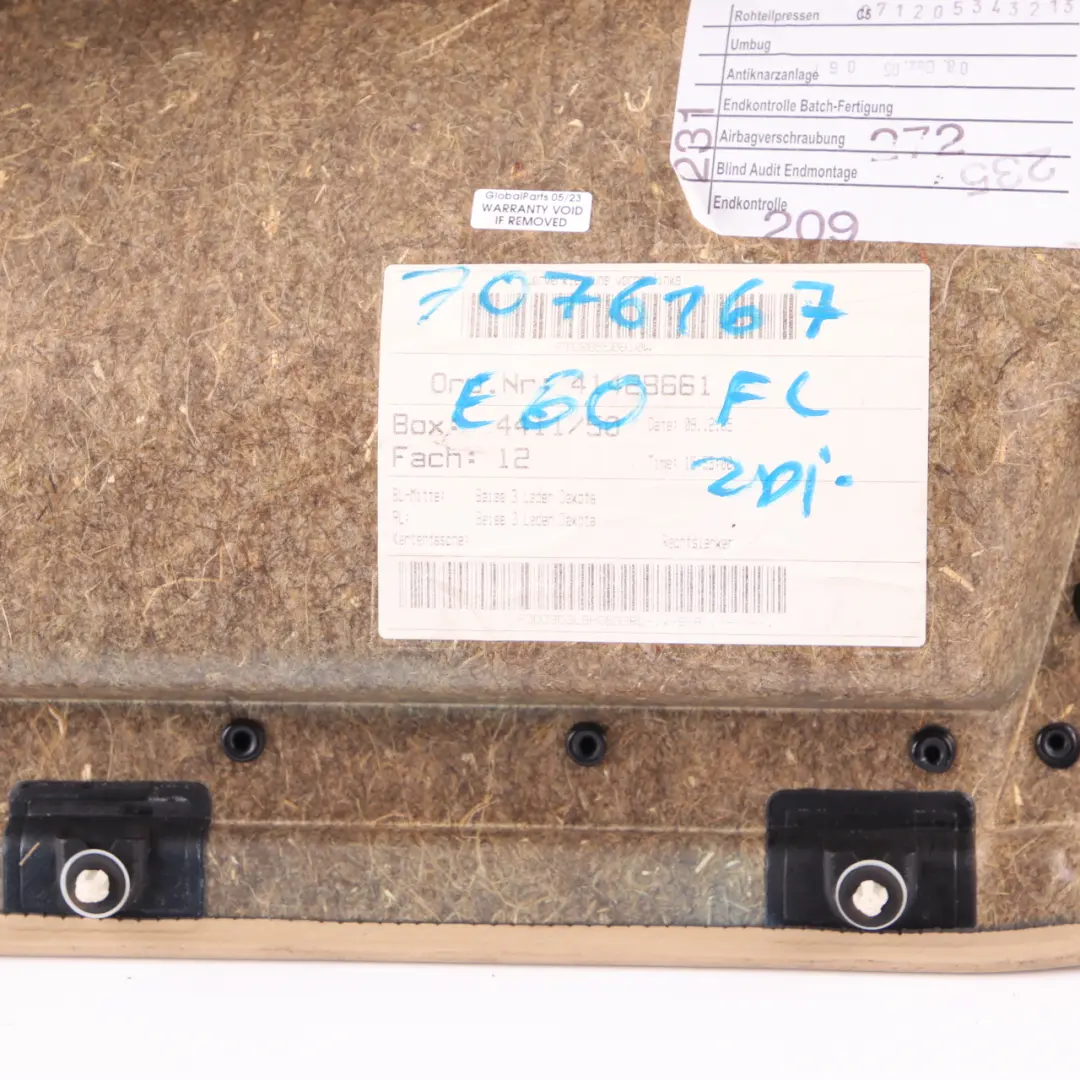 Front Left N/S Door Card Trim Panel Beige Leather to BMW 5 E60 E61 with Part number 7076167 BMW 5 E60 E61 Front Left N/S Door Card Trim Panel Beige Leather - SKU 7076167 - Part number 7076167