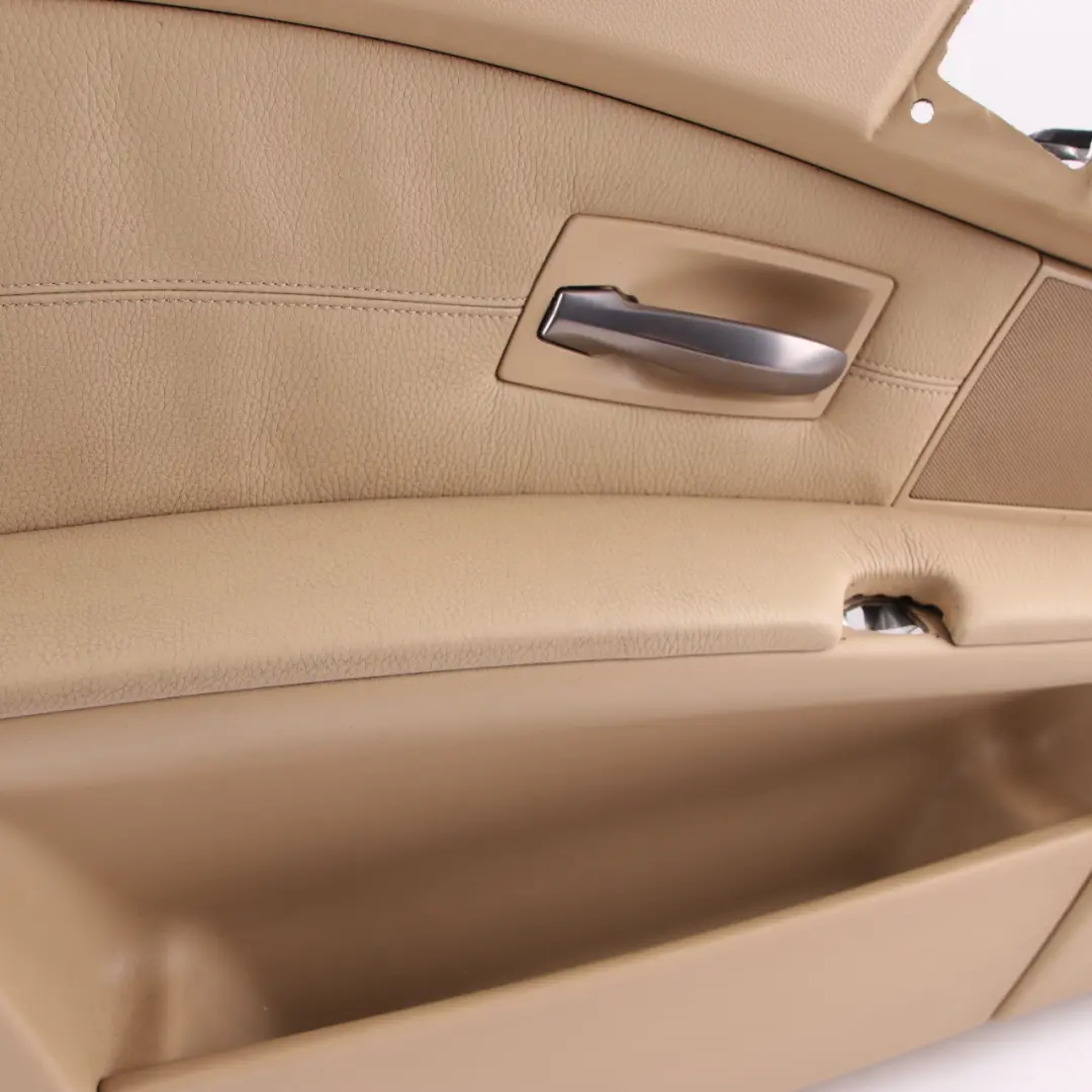 Front Left N/S Door Card Trim Panel Beige Leather to BMW 5 E60 E61 with Part number 7076167 BMW 5 E60 E61 Front Left N/S Door Card Trim Panel Beige Leather - SKU 7076167 - Part number 7076167