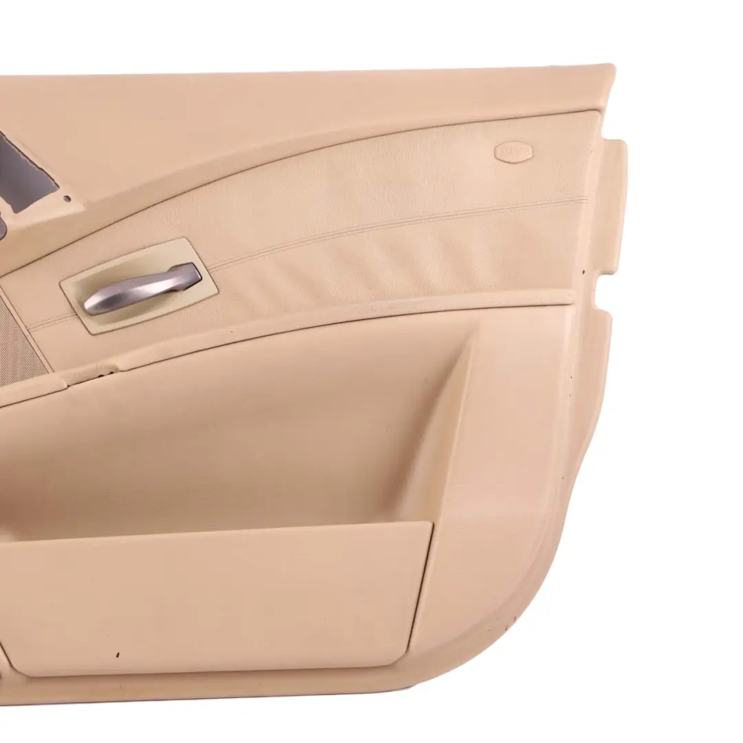 Front Right O/S Door Card Side Panel Trim Panel Beige Leather to BMW 5 E60 E61 with Part number 7076168 BMW 5 E60 E61 Front Right O/S Door Card Side Panel Trim Panel Beige Leather - SKU 7076168 - Part number 7076168