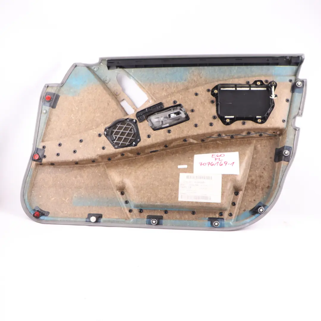 Door Card Lining Leather Trim Panel Front Left N/S Grey to BMW E60 E61 with Part number 7076169 BMW E60 E61 Door Card Lining Leather Trim Panel Front Left N/S Grey - SKU 7076169-1 - Part number 7076169
