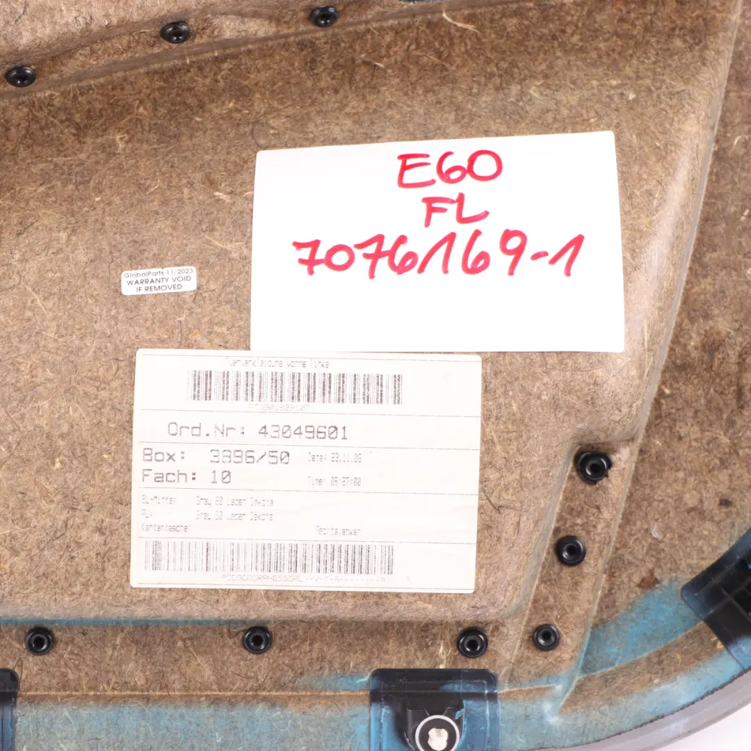 Door Card Lining Leather Trim Panel Front Left N/S Grey to BMW E60 E61 with Part number 7076169 BMW E60 E61 Door Card Lining Leather Trim Panel Front Left N/S Grey - SKU 7076169-1 - Part number 7076169