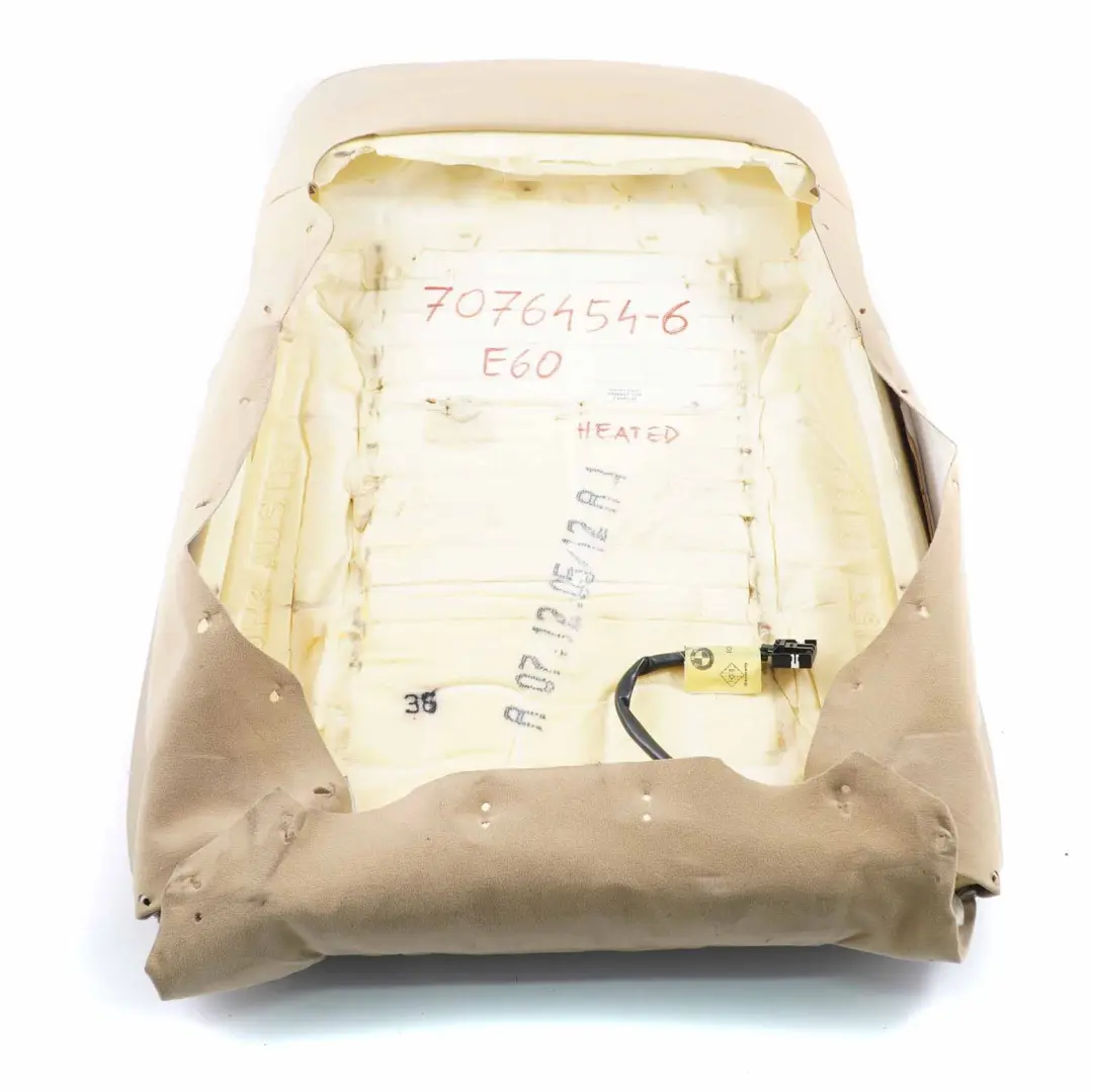 BMW E60 E61 Backrest Cover Front Left Right Heated Seat N/O/S Beige Leather - SKU 7076454-6 - Part number 7076454