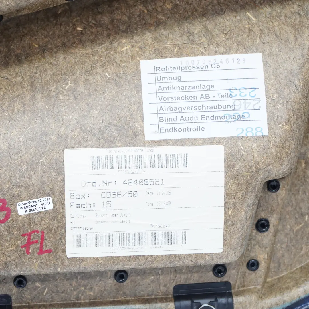 BMW E60 E61 Boczek Tapicerka Drzwi Lewy Przód Czarna Skóra - SKU 7076763 - Numer Części 7076763