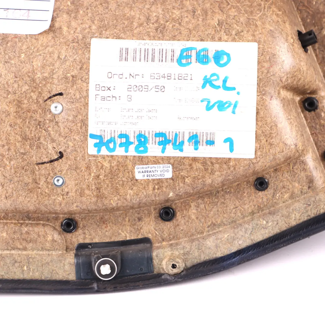 BMW E60 E61 Door Card Lining Leather Trim Panel Rear Left N/S Black - SKU 7078741-1 - Part number 7078741