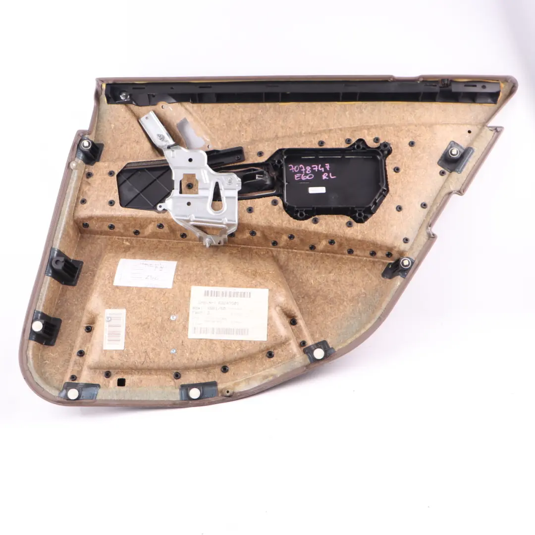 BMW E60 Tarjeta de Puerta Trasera Izquierda Puerta Interior Panel Cuero Marrón - SKU 7078747 - Número de pieza 7078747