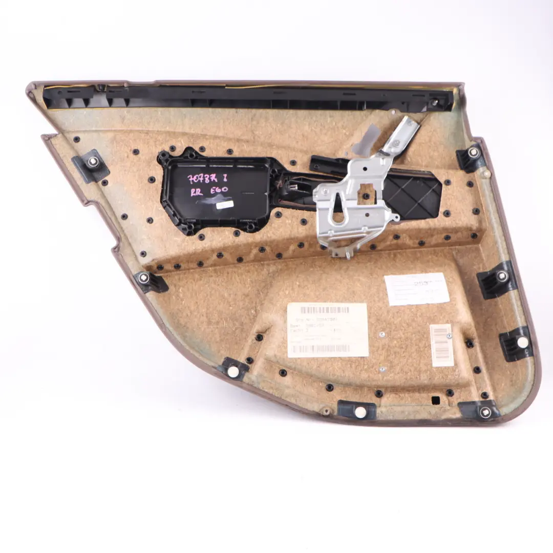 Door Card Rear Right O/S Door Interior Panel Leather Truffle Brown to BMW E60 with Part number 7078748 BMW E60 Door Card Rear Right O/S Door Interior Panel Leather Truffle Brown - SKU 7078748 - Part number 7078748