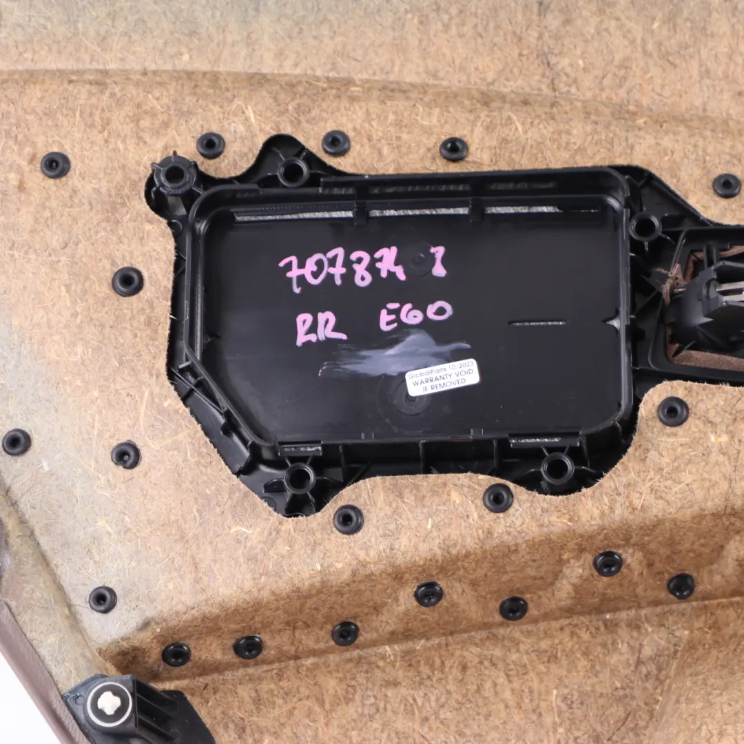 BMW E60 Door Card Rear Right O/S Door Interior Panel Leather Truffle Brown - SKU 7078748 - Part number 7078748