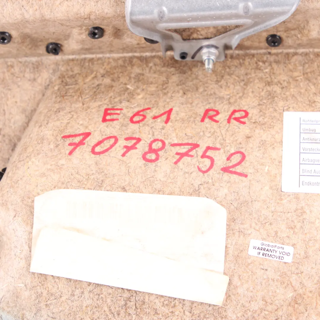 Door Card BMW E60 Rear Right O/S Door Lining Cover Trim Panel Leather Brown to with Part number 7078752 Door Card BMW E60 Rear Right O/S Door Lining Cover Trim Panel Leather Brown - SKU 7078752 - Part number 7078752