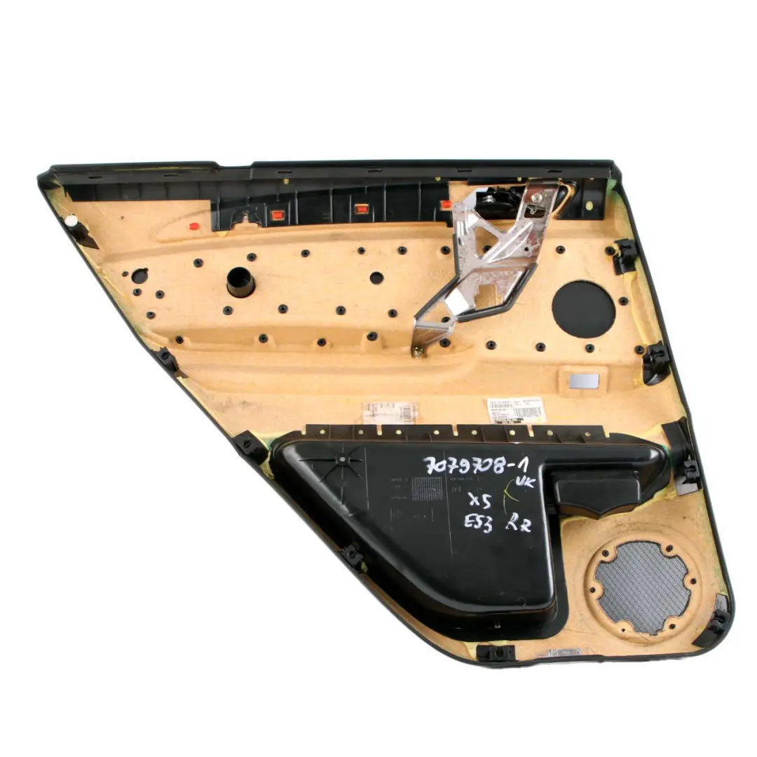 Right O/S Door Card Black Leather Interior Trim Panel to BMW X5 Series E53 Rear with Part number 7079708 BMW X5 Series E53 Rear Right O/S Door Card Black Leather Interior Trim Panel - SKU 7079708-1 - Part number 7079708