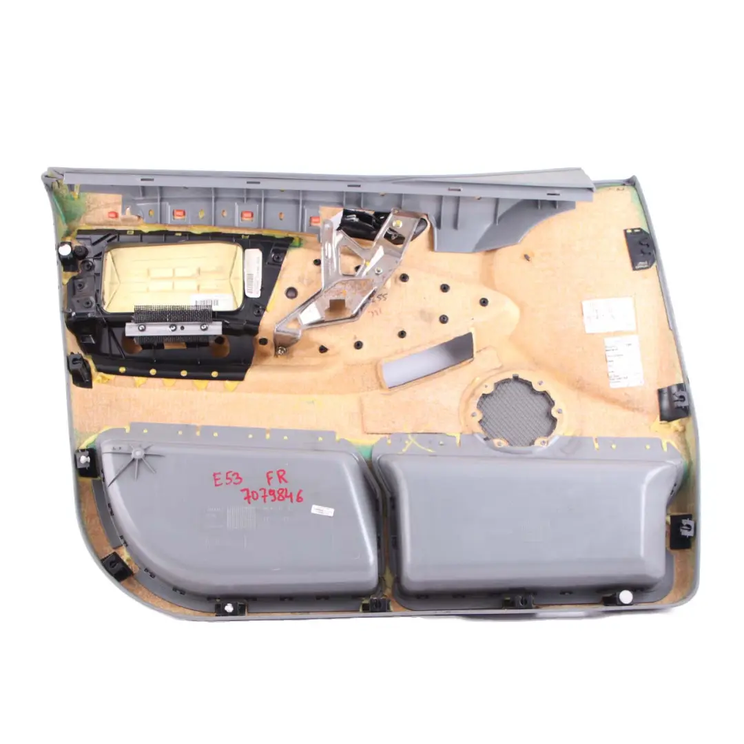 Door Card Front Right O/S Grey Leather Dakota Interior Trim Panel to BMW X5 E53 with Part number 7079846 BMW X5 E53 Door Card Front Right O/S Grey Leather Dakota Interior Trim Panel - SKU 7079846 - Part number 7079846