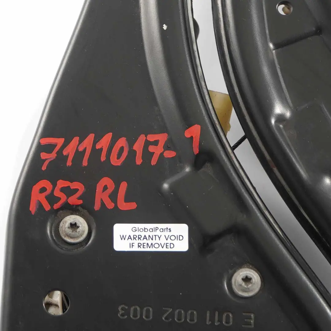 Meccanismo Alzacristalli Mini R52 R57 Posteriore Sinistro Motore Regolatore per con numero di parte 7111017 Meccanismo Alzacristalli Mini R52 R57 Posteriore Sinistro Motore Regolatore - SKU 7111017-1 - Numero di parte 7111017