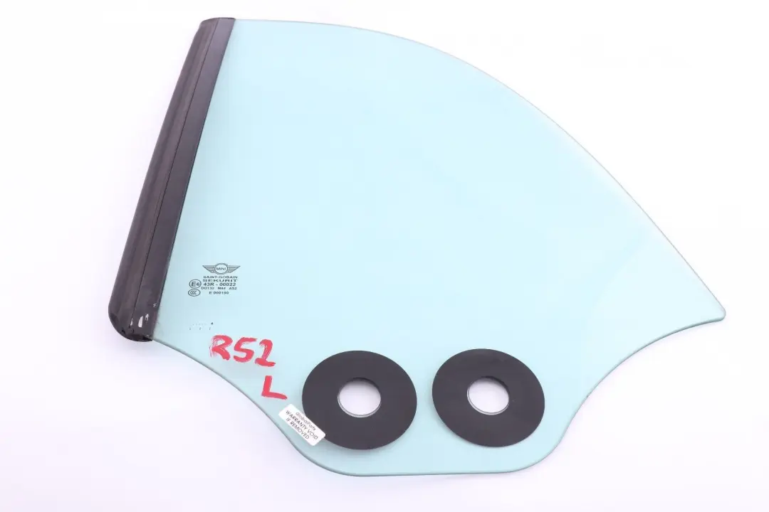 Cristal Ventana Lateral AS2 Trasera Izquierda para Mini Cooper R52 Cabrio con número de pieza 7111021 Mini Cooper R52 Cabrio Cristal Ventana Lateral AS2 Trasera Izquierda - SKU 7111021 - Número de pieza 7111021