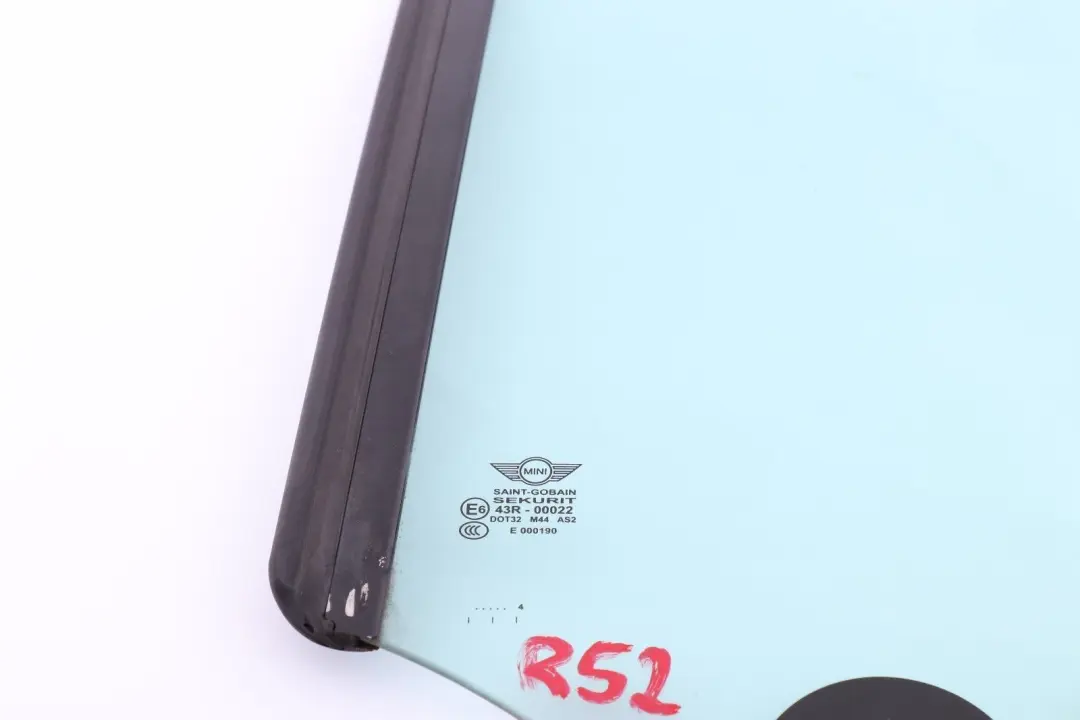 Side Window Glass AS2 Rear Left N/S to Mini Cooper R52 Cabrio with Part number 7111021 Mini Cooper R52 Cabrio Side Window Glass AS2 Rear Left N/S - SKU 7111021 - Part number 7111021