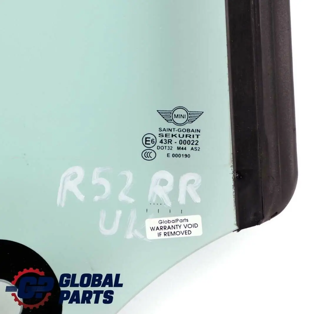 Side Window Rear Right O/S Glass Glazing AS2 Green to Mini R52 Cabrio with Part number 7111022 Mini R52 Cabrio Side Window Rear Right O/S Glass Glazing AS2 Green - SKU 7111022 - Part number 7111022