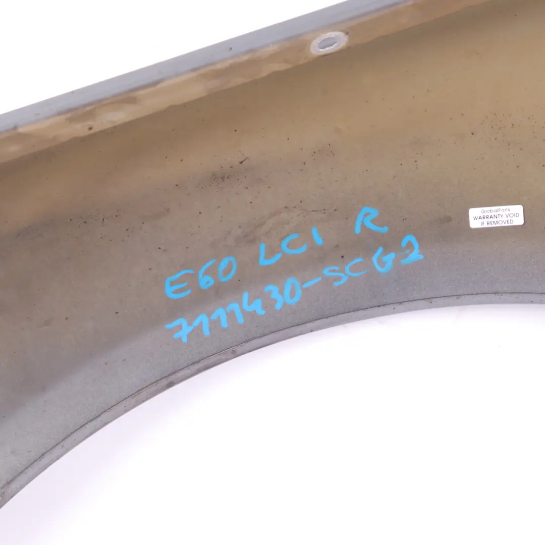 Wing Panel Front Right Fender Side Panel O/S Spacegrau Grey - A52 to BMW E60 E61 with Part number 7111430 BMW E60 E61 Wing Panel Front Right Fender Side Panel O/S Spacegrau Grey - A52 - SKU 7111430-SCG2 - Part number 7111430