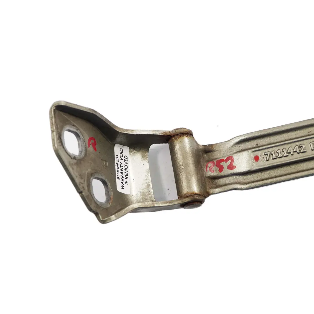 Boot Lid Hatch Hinge Right Sparkling Silver A60 para Mini R52 Cabrio Tailgate con número de pieza 7144002 Mini R52 Cabrio Tailgate Boot Lid Hatch Hinge Right Sparkling Silver A60 - SKU 7111442-SS - Número de pieza 7144002