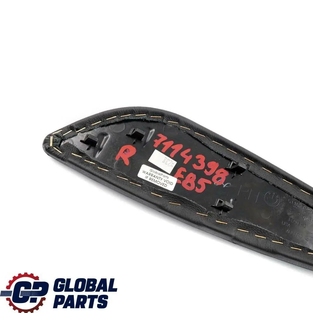 Centre Console Trim Panel Right O/S Black Leather to BMW Z4 Series E85 E86 Roadster with Part number 7114398 BMW Z4 Series E85 E86 Roadster Centre Console Trim Panel Right O/S Black Leather - SKU 7114398 - Part number 7114398