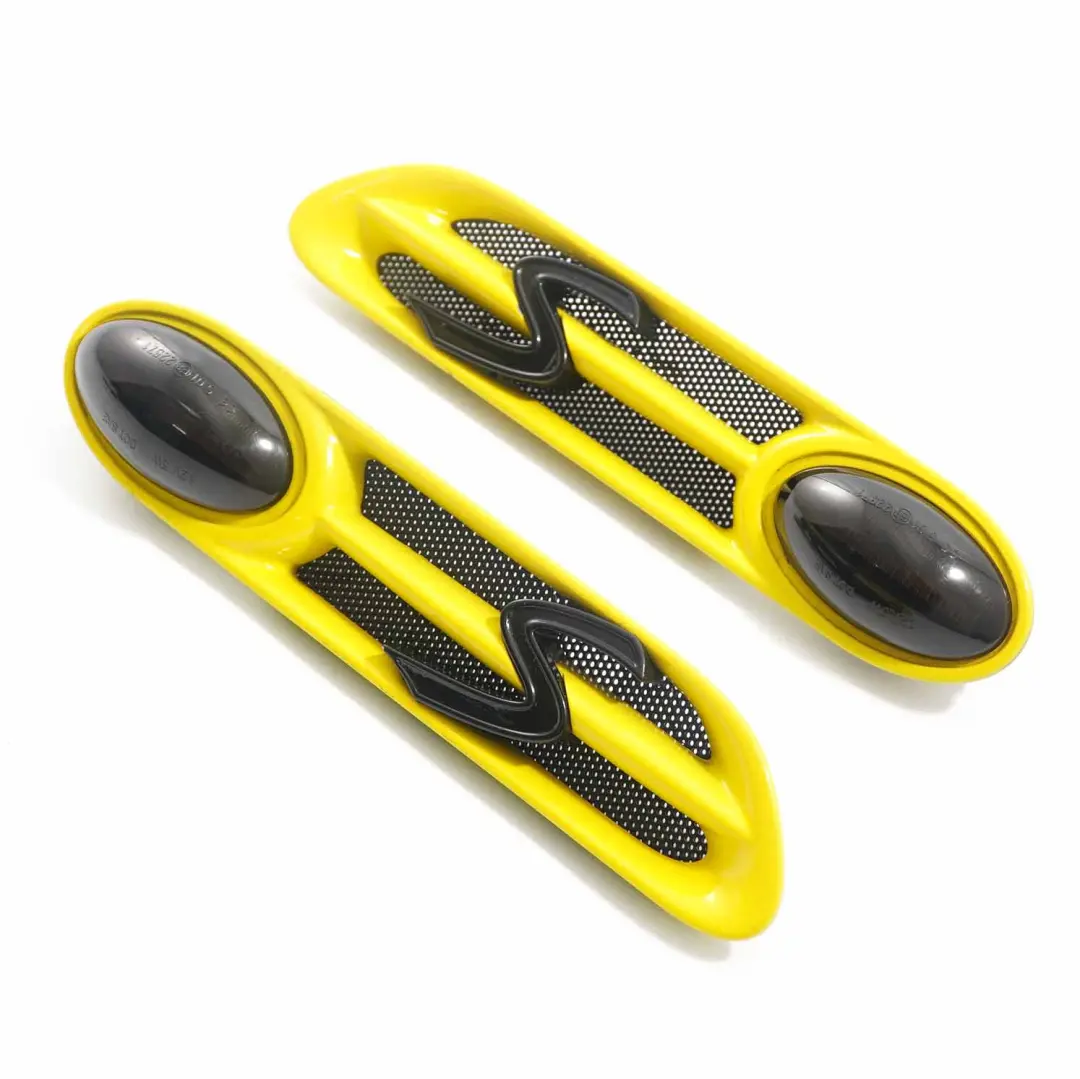 Finisher Indicator Panel Trim Anteriore Sinistro Destro Giallo Set per Mini R52 R53 con numero di parte 7114733 Mini R52 R53 Finisher Indicator Panel Trim Anteriore Sinistro Destro Giallo Set - SKU 7114733 / 7114734-2 - Numero di parte 7114733