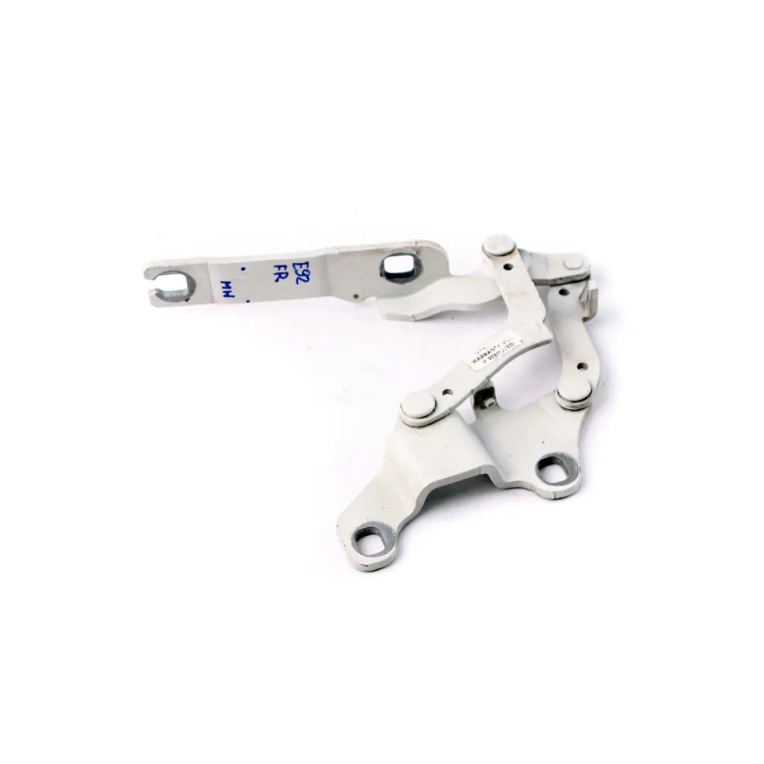 Front Right Engine Bonnet Hinge O/S Mineralweiss Mineral White A96 to BMW E90 E92 with Part number 7115264 BMW E90 E92 Front Right Engine Bonnet Hinge O/S Mineralweiss Mineral White A96 - SKU 7115264-MW - Part number 7115264
