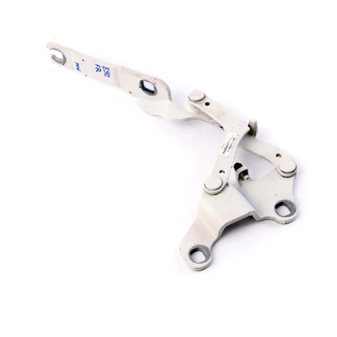 Front Right Engine Bonnet Hinge O/S Mineralweiss Mineral White A96 to BMW E90 E92 with Part number 7115264 BMW E90 E92 Front Right Engine Bonnet Hinge O/S Mineralweiss Mineral White A96 - SKU 7115264-MW - Part number 7115264