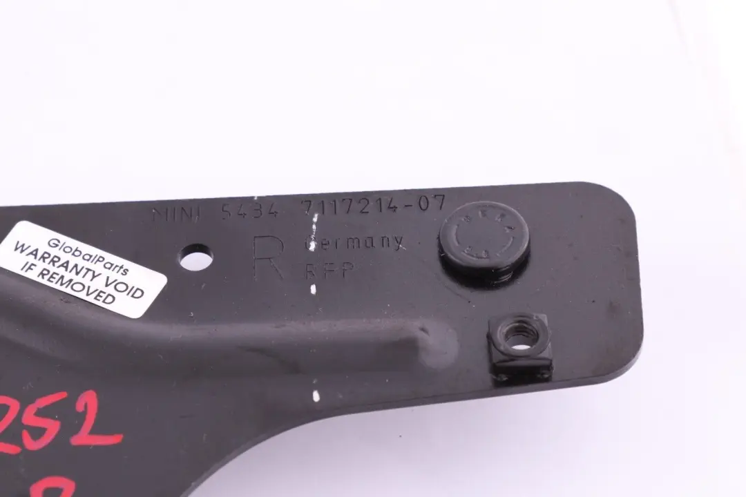 Soft Top Rollover Protection Mounting Plate Right O/S to Mini R52 Cabrio with Part number 7117214 Mini R52 Cabrio Soft Top Rollover Protection Mounting Plate Right O/S - SKU 7117214 - Part number 7117214