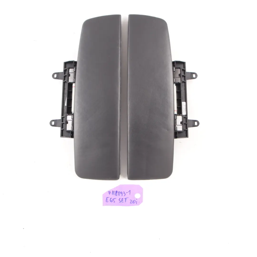 BMW E65 Armrest Cover Centre Set Front Flap Trim Panel Leather Black - SKU 7118093-1 - Part number 7118093