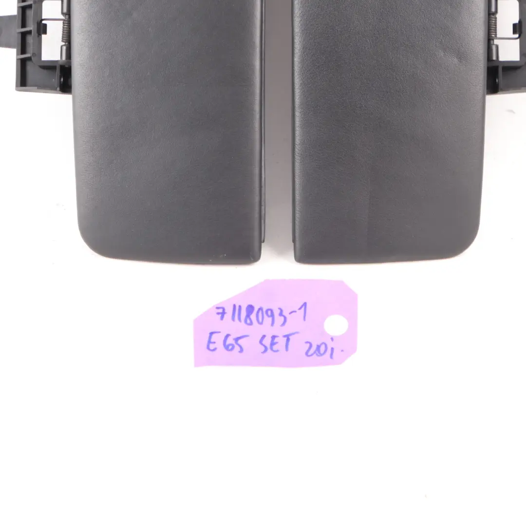 BMW E65 Armrest Cover Centre Set Front Flap Trim Panel Leather Black - SKU 7118093-1 - Part number 7118093