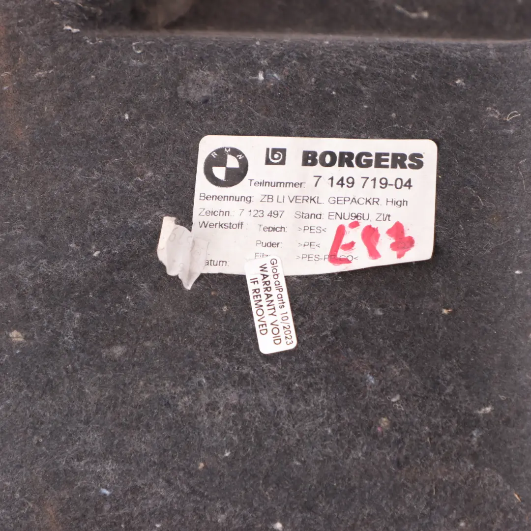 Boot Trunk Lid Left N/S Luggage Compartment Trim 7149719 to BMW E81 E87 with Part number 7123497 BMW E81 E87 Boot Trunk Lid Left N/S Luggage Compartment Trim 7149719 - SKU 7123497 - Part number 7123497