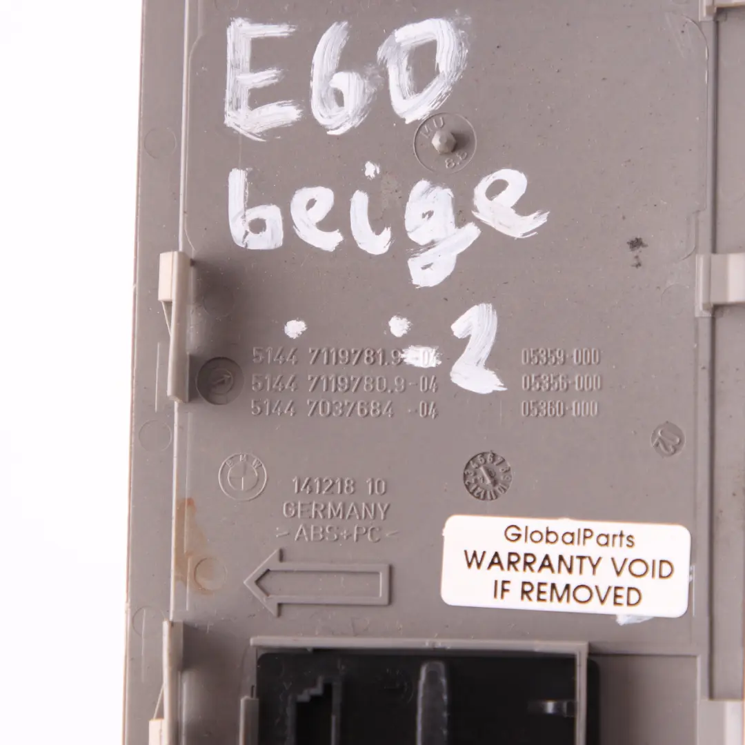 BMW 5er E60 E61 Dachhimmel vorne Dachabdeckung Panel Rahmen Beige 7119781 - SKU 7124010-1 - Teilenummer 7124010