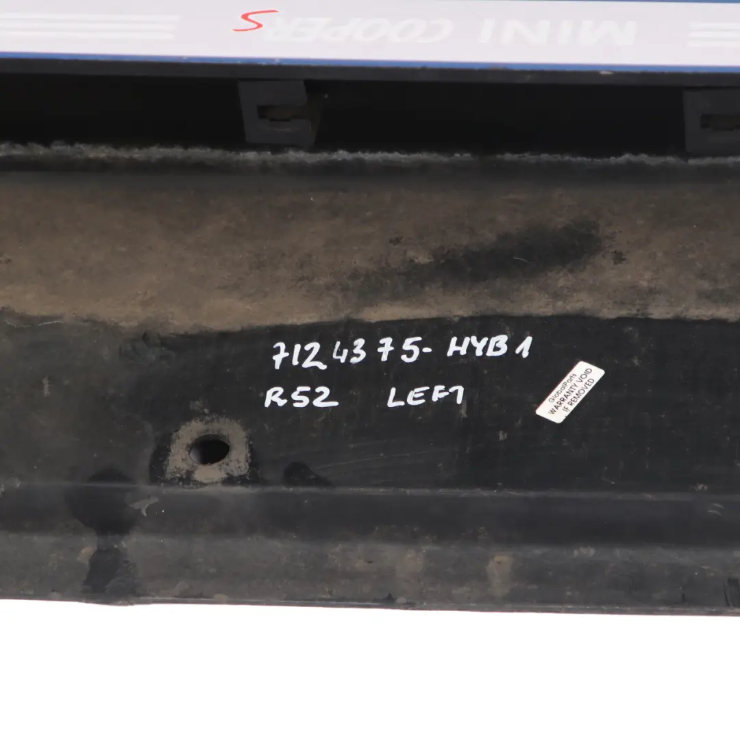 Side Skirt Cooper S Left N/S Sill Strip Cover Trim Panel Hyper Blue A28 to Mini R52 with Part number 1505863 Mini R52 Side Skirt Cooper S Left N/S Sill Strip Cover Trim Panel Hyper Blue A28 - SKU 7124375-HYB1 - Part number 1505863