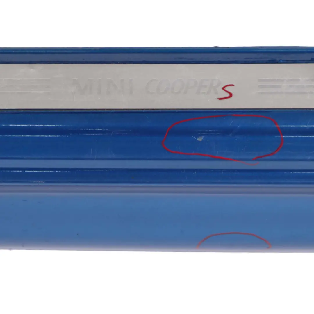 Side Skirt Right O/S Cooper S Cabrio Sill Cover Trim Hyper Blue - A28 to Mini R52 with Part number 7124376 Mini R52 Side Skirt Right O/S Cooper S Cabrio Sill Cover Trim Hyper Blue - A28 - SKU 7124376-HYB - Part number 7124376