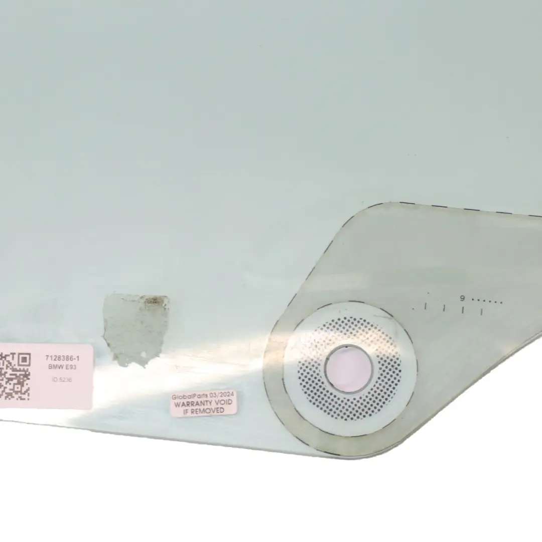 BMW E93 Convertible Side Window Glass Green Rear Right O/S AS2 Glazing - SKU 7128386-1 - Part number 7128386