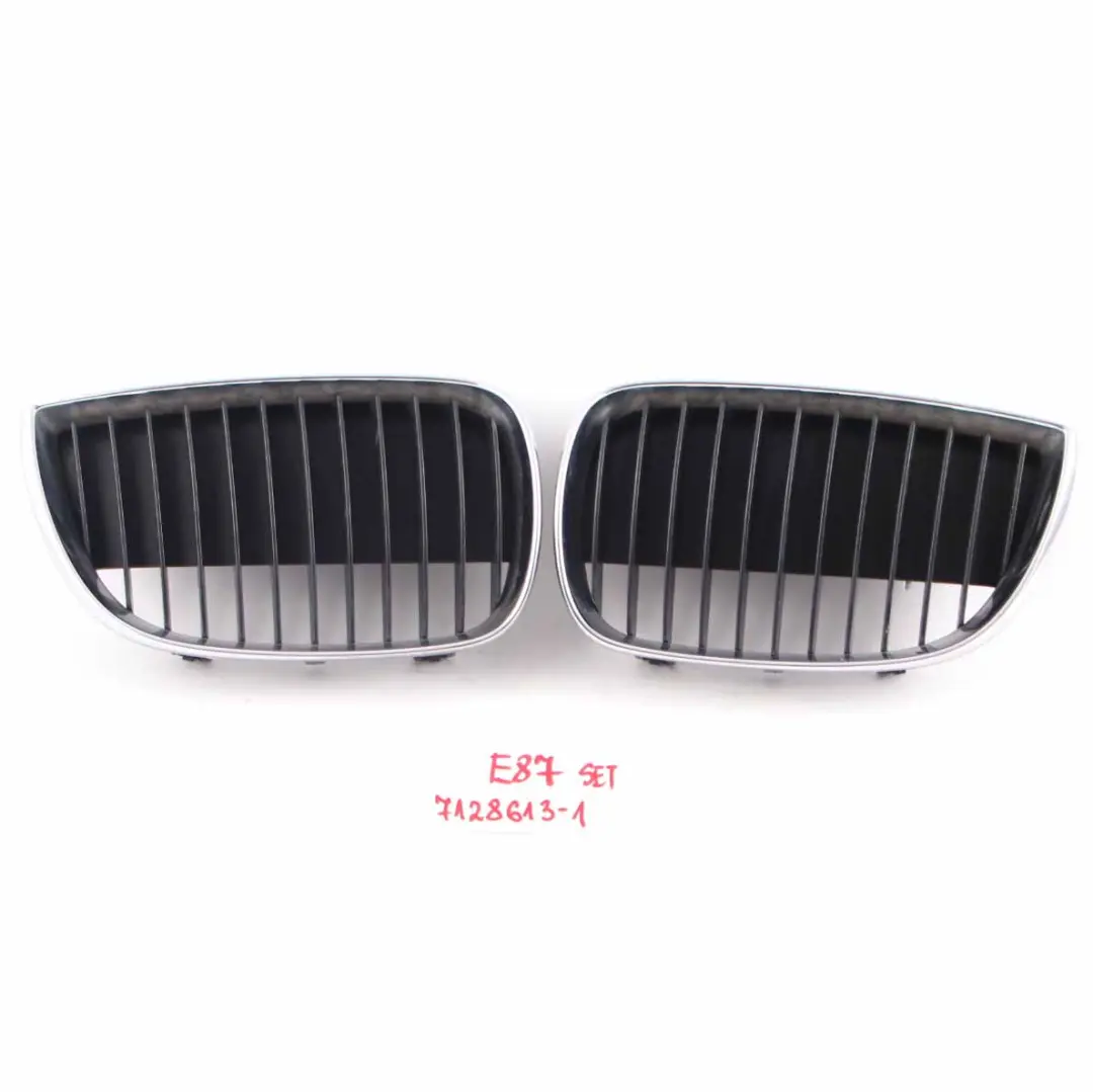 BMW E81 E87 Front Bumper Left Trim Panel Kidney Grille N/O/S Chrome - SKU 7128613-2 - Part number 7128613